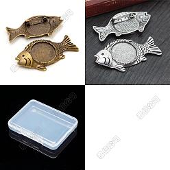Couleur Mélangete 12pcs 2 couleurs accessoires de broche en alliage, poisson, couleur mixte, 25x40mm, Plateau: 20 mm, 6 pcs / couleur
