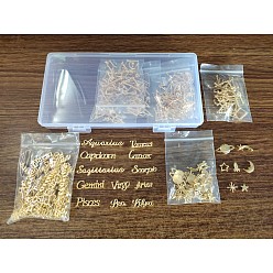Golden Olycraf Alloy Cabochons, for DIY Crystal Epoxy Resin Material Filling, Mixed Shapes, Golden, 186pcs/Box