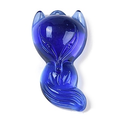 Синий Стеклянные подвески, лиса прелести, синие, 34x19x13 мм, отверстие : 0.8 мм