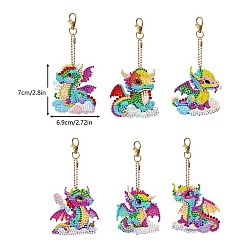 Mixed Color Dragon Diamond Painting Pendant Decoration Kits, Including Acrylic Board, Pendant Decoration Clasp, Bead Chain, Rhinestones Bag, Diamond Sticky Pen, Tray Plate and Glue Clay, Mixed Color, 70x69mm