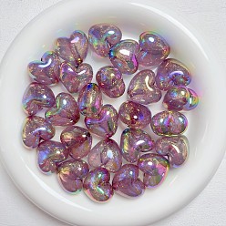 Purple UV Plating Iridescent Heart Beads, DIY Mobile Phone Chain Keychain Material Accessory, Purple, 23mm