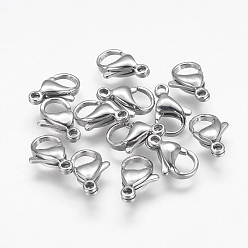 Stainless Steel Color 304 Stainless Steel Lobster Claw Clasps, Stainless Steel Color, 13x8x4mm, Hole: 1.5mm