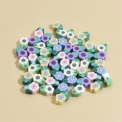 Mixed Color Handmade Polymer Clay Beads, for DIY Jewelry Crafts Supplies, Flower, Mixed Color, 10x0.5mm