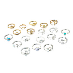 8785 Vintage Sun Moon Arrow Sapphire Ring Set - 19 Piece Blue Gemstone Jewelry Collection