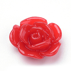 Crimson Resin Cabochons, Rose Flower, Crimson, 10x5mm, Bottom: 7~8mm