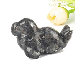 Larvikite Natural Larvikite Carved Healing Sea Dog Figurines, Reiki Energy Stone Display Decorations, 50.8mm