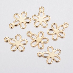 Golden 304 Stainless Steel Charms, Flower, Golden, 14x11x0.8mm, Hole: 1.2mm