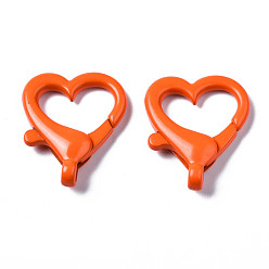 Темно-Оранжевый Застежки-клешни из экологически чистого сплава, окрашенные распылением, без кадмия, без никеля и без свинца, сердце, темно-оранжевый, 26x22x5.5 мм, отверстие : 2 мм