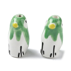 Лайм Фарфоровые бусины ручной работы, попугаи, пастельный фарфор, желто-зеленые, 20x11x11.5 мм, отверстие : 2 мм