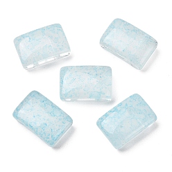 Himmelblau 2-Loch-Einbrennlack, transparente Glasperlen, Rechteck, Himmelblau, 17.5x11.5x7 mm, Bohrung: 1.6 mm, ca. 387 Stk. / 1000 g