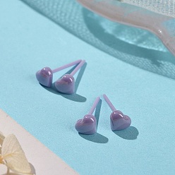 Lilac Hypoallergenic Bioceramics Zirconia Ceramic Heart Stud Earrings, No Fading and Nickel Free, Lilac, 5x5.5mm