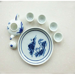 Mountain Мини-керамический чайный сервиз, включая чайники, чашки, тарелки, для аксессуаров для кукольного домика, притворяясь опорными украшениями, гора, 55x45 мм