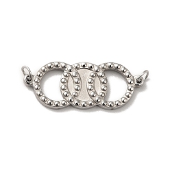 Stainless Steel Color 304 Stainless Steel Connector Charms, Triple Ring Links, with Jump Rings, Stainless Steel Color, 12x30x2.5mm, Hole: 2.8mm