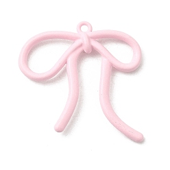Pink Подвески из сплава аэрозольной краски, бантом, розовые, 33x35x5 мм, отверстие : 2 мм