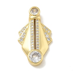 Прозрачный Латунные микро проложить кубического циркония подвески, настоящие 18k позолоченные подвески, прозрачные, 31.5x18x6.5 мм, отверстие : 4.5x2.5 мм