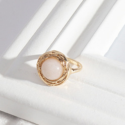 White Stone Natural Stone Geometric Ring - Stylish and Versatile European-American Jewelry
