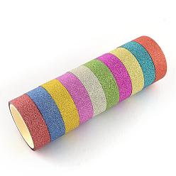 Mixed Color Glitter Powder DIY Scrapbook Decorative Paper Tapes, Self Adhesive Tapes, Mixed Color, 14.5mm, about 3m/roll, 10rolls/group