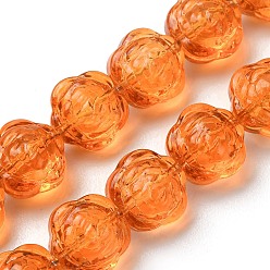 Оранжевый Краска для выпечки, прозрачные стеклянные бусины, нити, цветок розы, оранжевые, 12x12x9.5 мм, отверстие : 1 мм, около 55 шт / нитка, 25.20 дюйм (64 см)