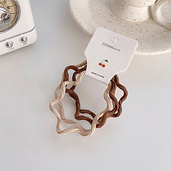 khaki four-bar one-card Candy-colored hair tie for girls with Morandi color and wavy hair.