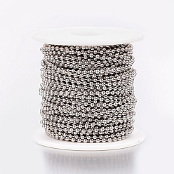 Stainless Steel Color 304 Stainless Steel Ball Chains, with Spool, Round, Stainless Steel Color, 2.5mm, about 65.61 Feet(20m)/roll