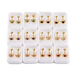 Золотой Беруши с кристаллами в форме сердца и стразами, 304 серьги-гвоздики из нержавеющей стали для женщин, золотые, 7.5x7 мм, штифты : 1 мм