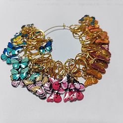 (52) Непрозрачная лаванда 32 шт. 8 цвета бабочка сплав эмаль кулон застежка маркеры, с накладками из латуни, разноцветные, 30~37 мм, 4 шт / цвет