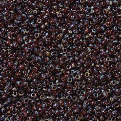 (RR4503) Прозрачный Огненно-красный Пикассо Миюки круглые бусины рокайль, японский бисер, (rr 4503) прозрачный огненно-красный пикассо, 6/0, 4 мм, отверстие : 1.5 мм, Около 540 шт / 50 г