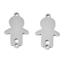 Stainless Steel Color Non-Tarnish 201 Stainless Steel Connector Charms, Laser Cut, Boy, Stainless Steel Color, 19x11.5x1mm, Hole: 1.4mm