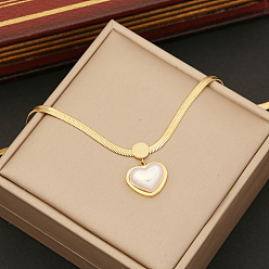1# necklace Fashionable Pearl Heart Necklace with Stainless Steel Collarbone Chain (N1110)