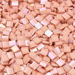 (TL596) Opaque Tea Rose Luster Миюки тила бусины, японский бисер, 2-луночное, (tl596) непрозрачный чайно-розовый блеск, 5x5x1.9 мм, отверстие : 0.8 мм, Около 118 шт / 10 г