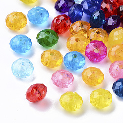 Mixed Color Transparent Plastic Beads, Faceted, Rondelle, Mixed Color, 8x5.5mm, Hole: 1.8mm, about 3000pcs/500g
