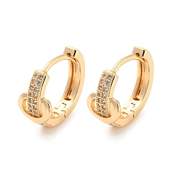Light Gold Rack Plating Brass with Cubic Zirconia Hoop Earrings for Women, Heart, Light Gold, 15x7.5mm