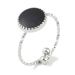 Нержавеющая Сталь Цвет 304 эмалированные плоские круглые открытые манжеты из нержавеющей стали для женщин, цвет нержавеющей стали, внутренний диаметр: регулируемый