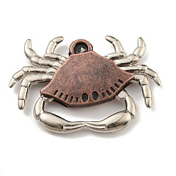 Red Copper Tibetan Style Alloy Pendants, Crab
, Cadmium Free & Lead Free, Red Copper, 28x41.5x5.5mm, Hole: 3mm
