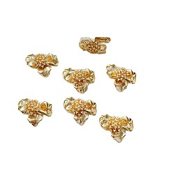 Golden Brass with Zircon Geometric Flower Pendants, DIY Jewelry Earrings Bracelet, Golden, 22x17mm