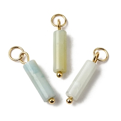 Flower Amazonite Подвески из натуральных цветов амазонита, подвески-колонны с 304 кольцами из нержавеющей стали, золотые, 18.5~19x4~4.5 мм, отверстие : 3.5 мм