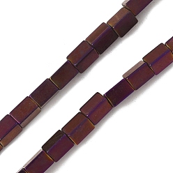 С Фиолетовым Покрытием Гальванические нити синтетических магнитных гематитовых бусин, кубоид, с фиолетовым покрытием, 5x3x3 мм, отверстие : 1 мм, около 82~83 шт / нитка, 15.98~16.38'' (40.6~41.6 см)