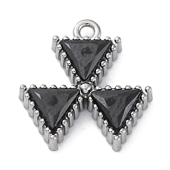 Черный 304 кубический стальные подвески из нержавеющей диоксида циркония, чёрные, 12.5x12.5x3 мм, отверстие : 1.2 мм