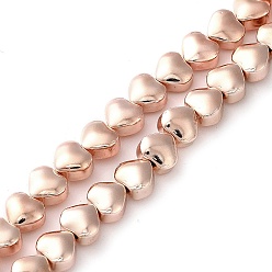 Светло-Золотое Покрытие Стеклянные бусины с гальваническим покрытием , сердце, свет позолоченные, 6x6.5x4 мм, отверстие : 0.8 мм, около 69 шт / нитка, 15.04'' (38.2 см)