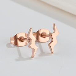 Rose gold Stylish Stainless Steel Lightning Geometric Earrings for Women