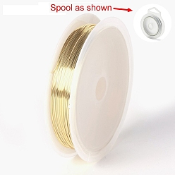 Light Gold Круглая медная проволока для изготовления ювелирных изделий, долговечный, золотой свет, 26 датчик, 0.4 мм, около 32.81 футов (10 м) / рулон