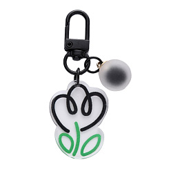 Black tulip Colorful Tulip Flower Keychain Pendant Acrylic Accessory Decoration for Earphone Case Bag