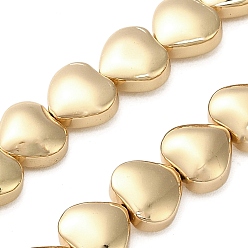 Светло-Золотое Покрытие Стеклянные бусины с гальваническим покрытием , сердце, свет позолоченные, 7.5x8.5x4.5 мм, отверстие : 0.8 мм, около 55 шт / нитка, 15.75'' (40 см)