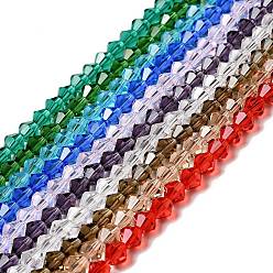 Mixed Color Imitation Austrian Crystal 5301 Bicone Beads, Faceted Glass Beads Strands, Mixed Color, 4x4mm, Hole: 1mm, about 88~89pcs/strand, 12.99~13.39 inch