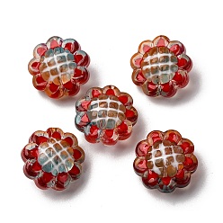 Темный Голубой Стеклянные эмалевые бусины, бусины ручной работы, подсолнечник, темные голубые, 15x8.5~9 мм, отверстие : 1.2 мм