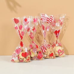 Cœur Sacs à biscuits en cellophane opp thème de pâques, bonbons sacs, pour les fournitures de cadeaux de fête, motif de coeur, 27x12.5 cm, 50 pièces / kit