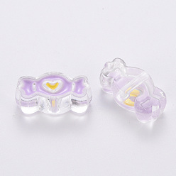 Lilas Perles acryliques transparentes, avec l'émail, candy, lilas, 13.5x26.5x9.5mm, Trou: 3mm