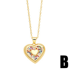 B Heart-shaped devil's eye necklace female personality fashion inlay color zircon love pendant clavicle chain nkn75