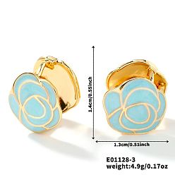 Синий Винтажные латунные эмалевые серьги-кольца с камелией в виде горы, уникальные минималистичные модные аксессуары для женщин, синие, 14x13 мм