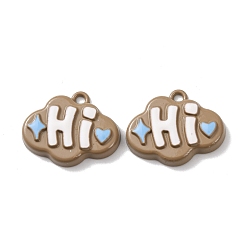 Верблюжий Подвески из эмалевого сплава с распыляемой краской, облако со словом привет, верблюжие, 17.5x21.5x4 мм, отверстие : 1.8 мм